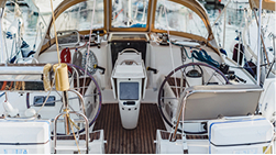 Life vests on a boat, illustrating safety measures as an insurance factor.