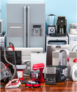 Household appliances elevated, illustrating repositioning appliances for flood protection.